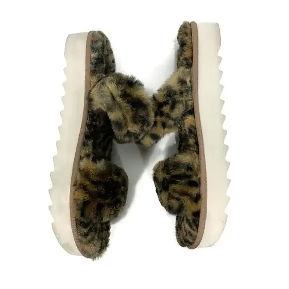 Koolaburra by UGG Faux-Fur Slide Sandals Cheetah Size 9 - Picture 5 of 11
